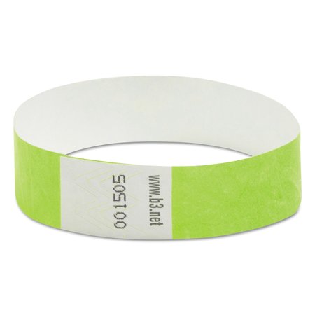 SICURIX Security Wristbands, 0.75" x 10", Green, 100PK 85060